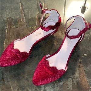 red velvet strap flats